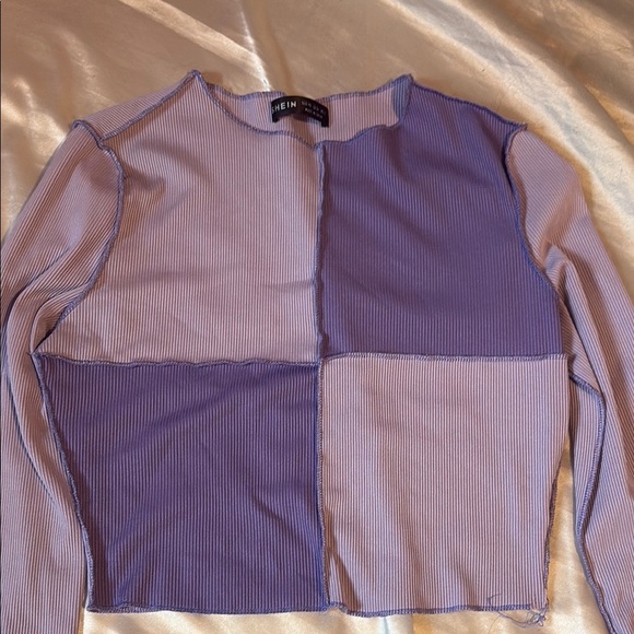 Patchwork Long Sleeve Top in Purple - Picture 2 of 3